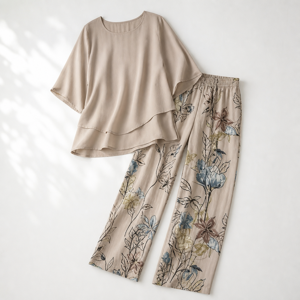 Procida Chiffon Overlay Two-Piece Trouser Set