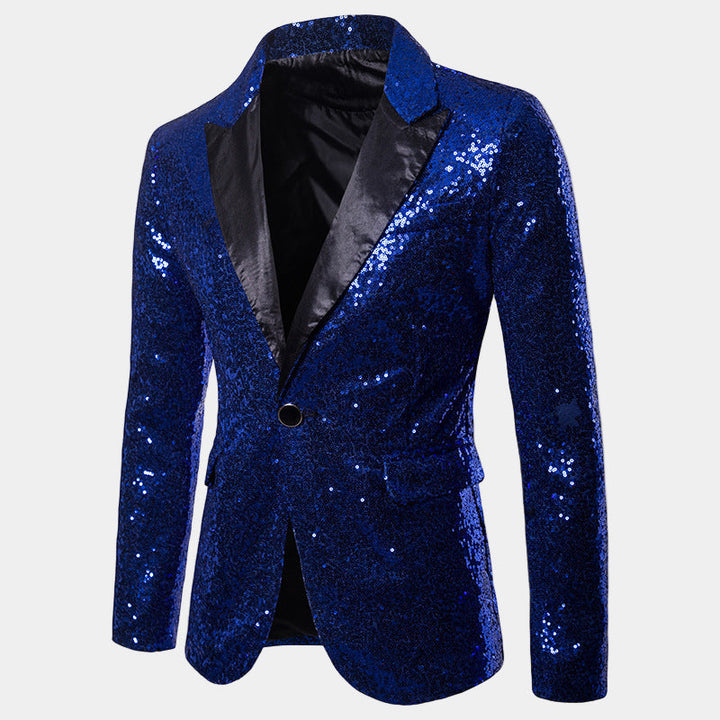 Glitter Blazer with Black Shawl Collar for Men