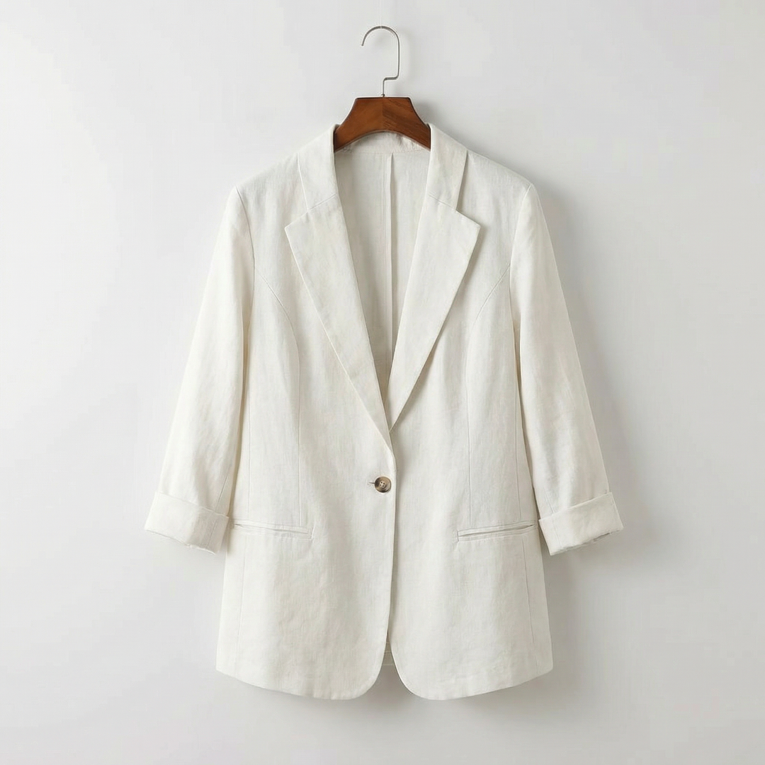 Alena Elegant and Airy Linen Blazer, view 4 - Elena Harper