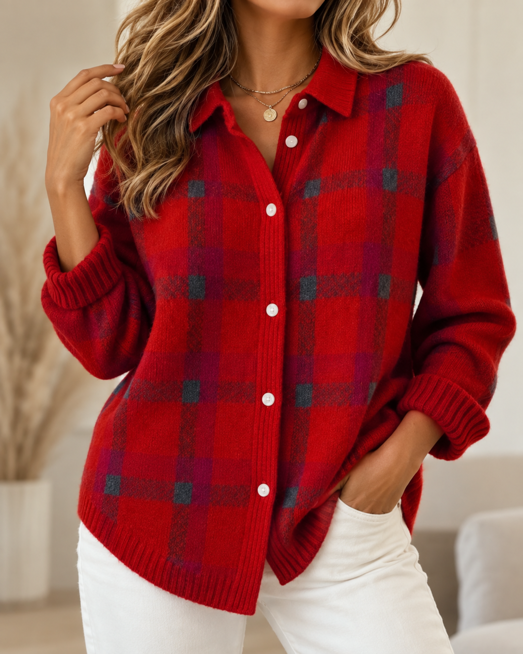 Vallerie™ | Comfortable Checked Knit Vest