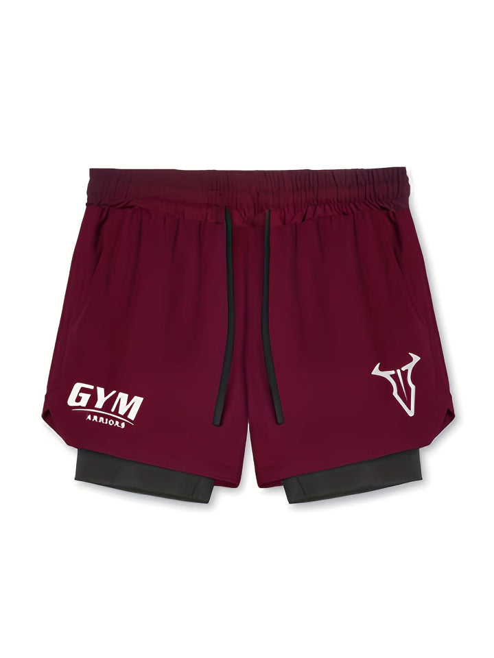 Men's Montarello 2-in-1 Sports Shorts with Compression Liner and Zipper Pocket