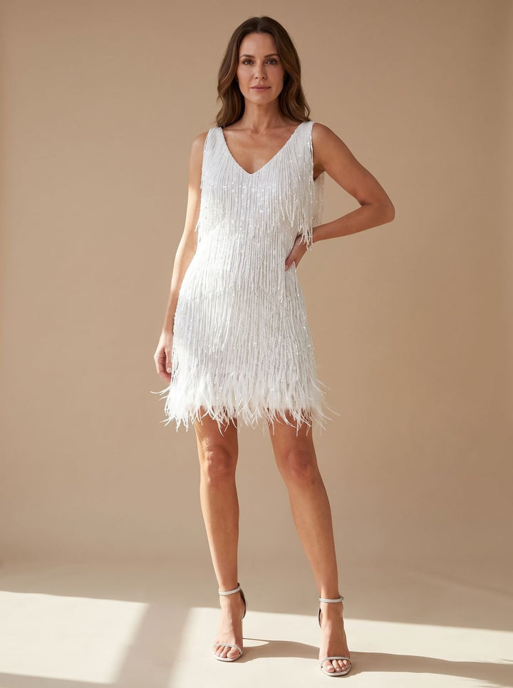 Sofia | Shimmering Sequin Party Dress with Movable Fringe Hem