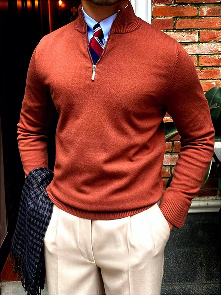 Thomas - Elegant Zip Mock Neck Sweater