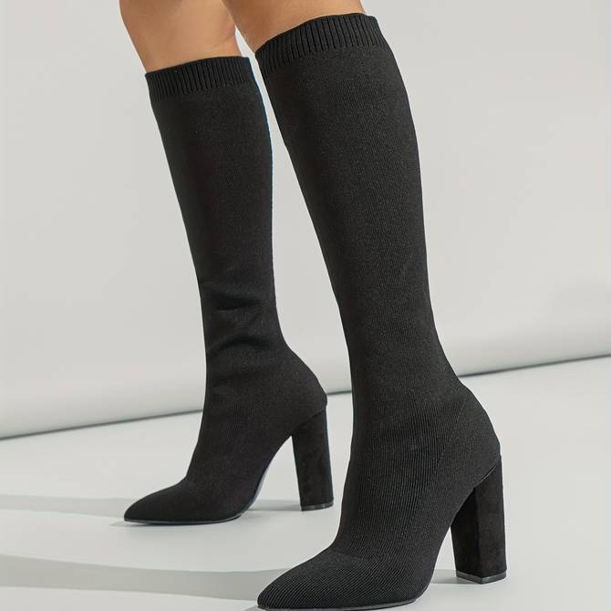 Stylish Knee-High Boots Brown Elegant and Timeless Look For Formal and Casual Occasions, view 5 - Elena Harper