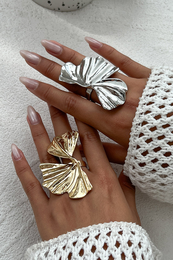 Fashion Irregular Ginkgo Leaf Shape Alloy Ring