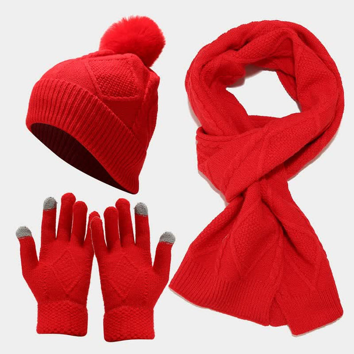 Women's Knitting Set with Hat, Scarf, and Gloves