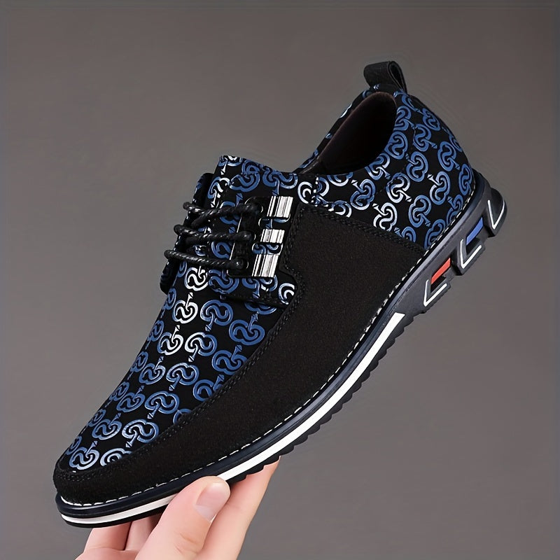 Men's Patterned Low-Top Sneakers with Cushioned Sole