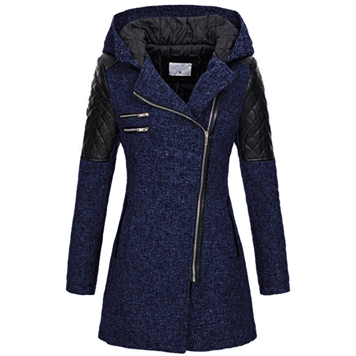 ASYMMETRICAL HOODIE COAT WITH ZIPPER FOR WOMEN