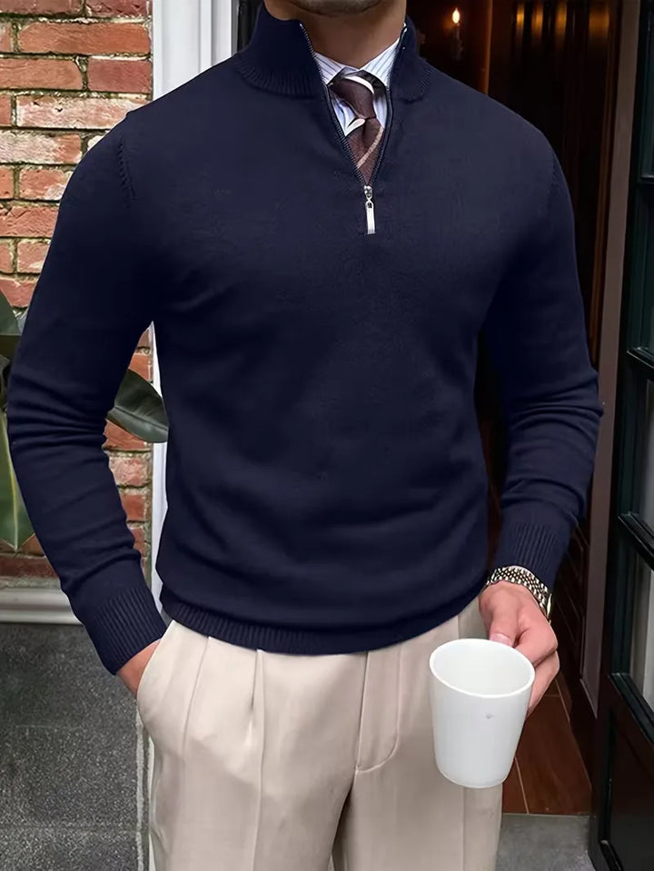 Thomas - Elegant Zip Mock Neck Sweater
