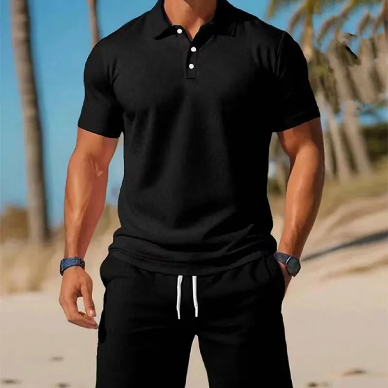 Men's Summer Set with Polo and Drawstring Shorts