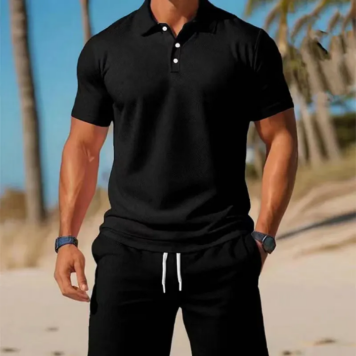 Men's Summer Set with Polo and Drawstring Shorts