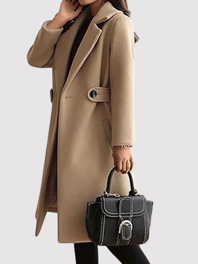 Elegant Winter Coat in Wool with Fine Buckle and Lapels – Perfect for Winter