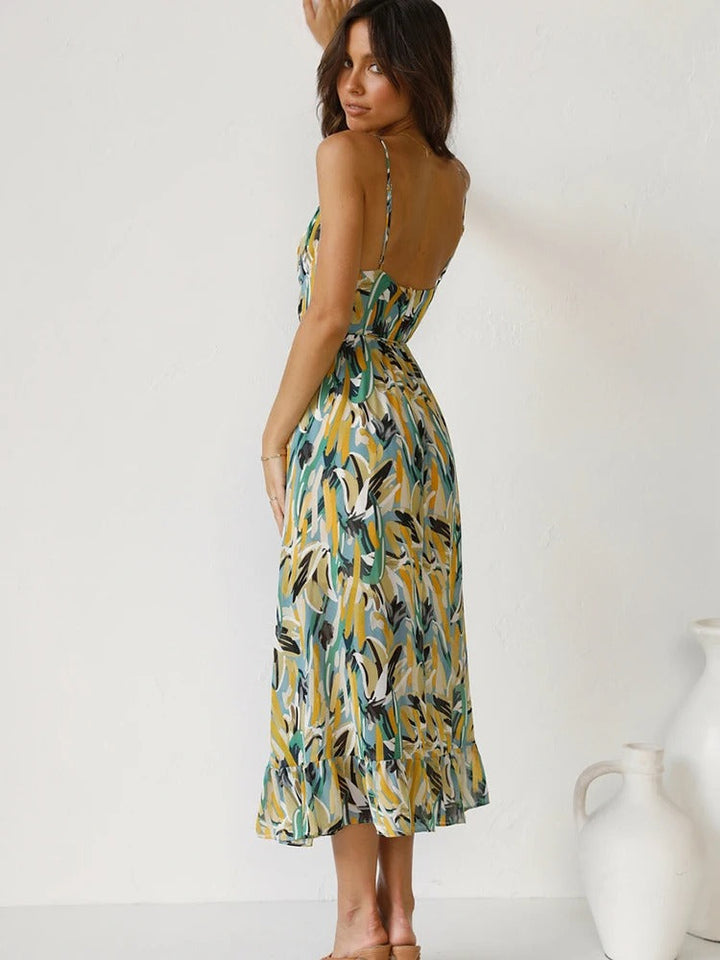 Eden Long Flower Strap Dress, view 9 - Elena Harper
