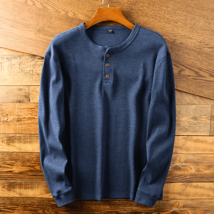 Men's Soft Henley Neck Shirt, view 4 - Elena Harper