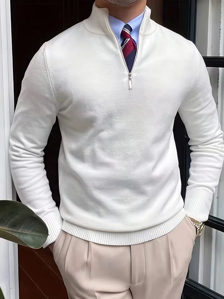 Thomas - Elegant Zip Mock Neck Sweater