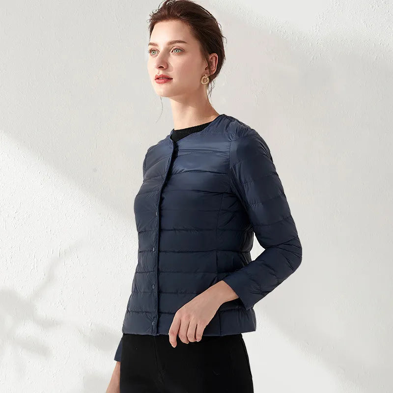 Women's Lightweight Collarless Slimming Puffer Jacket