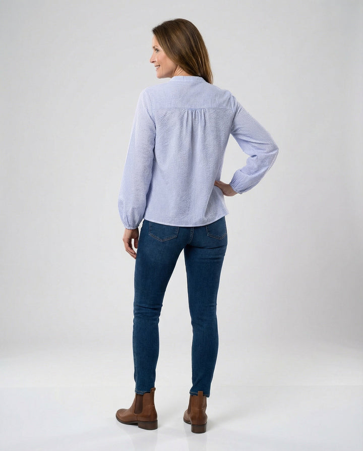 Embroidered Blouse for Women with Balloon Sleeves, view 2 - Elena Harper