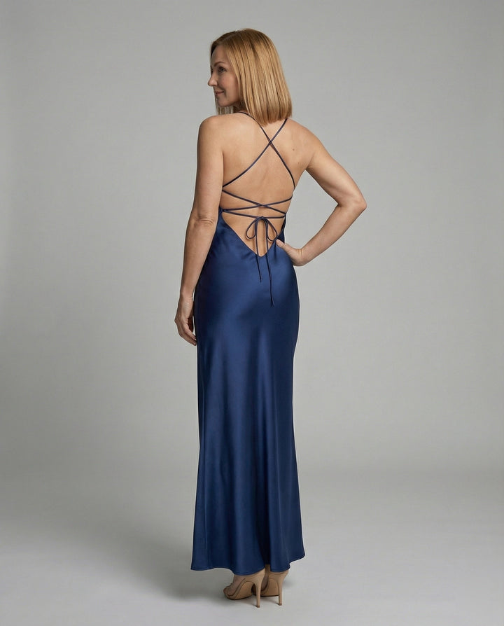 Women's Evening Dress Satin with Slit