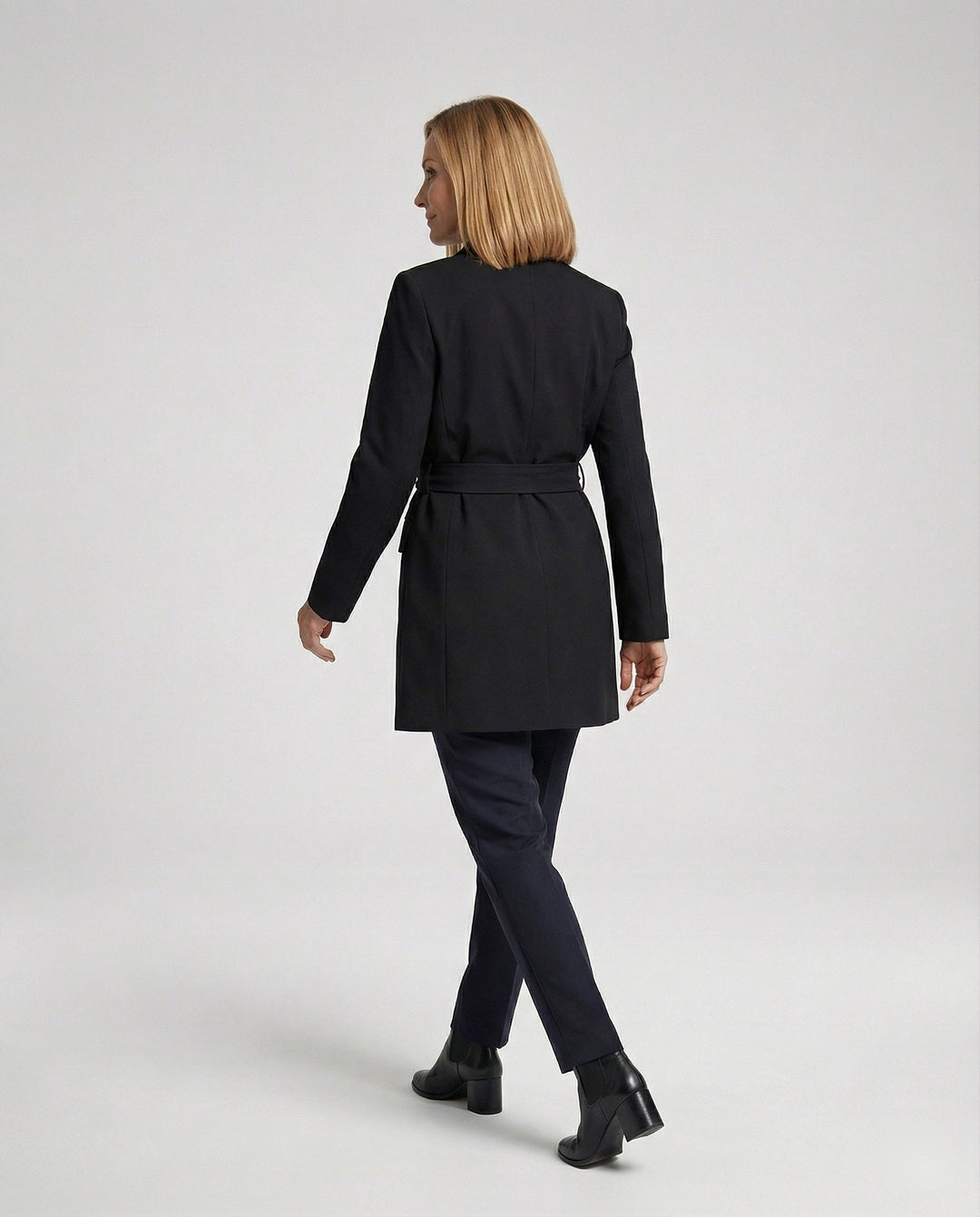 Blazer Coat with Wrap Belt for Women, view 2 - Elena Harper
