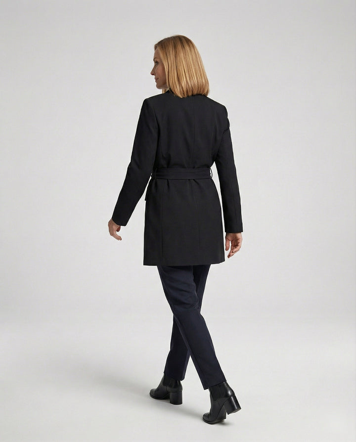 Blazer Coat with Wrap Belt for Women, view 2 - Elena Harper