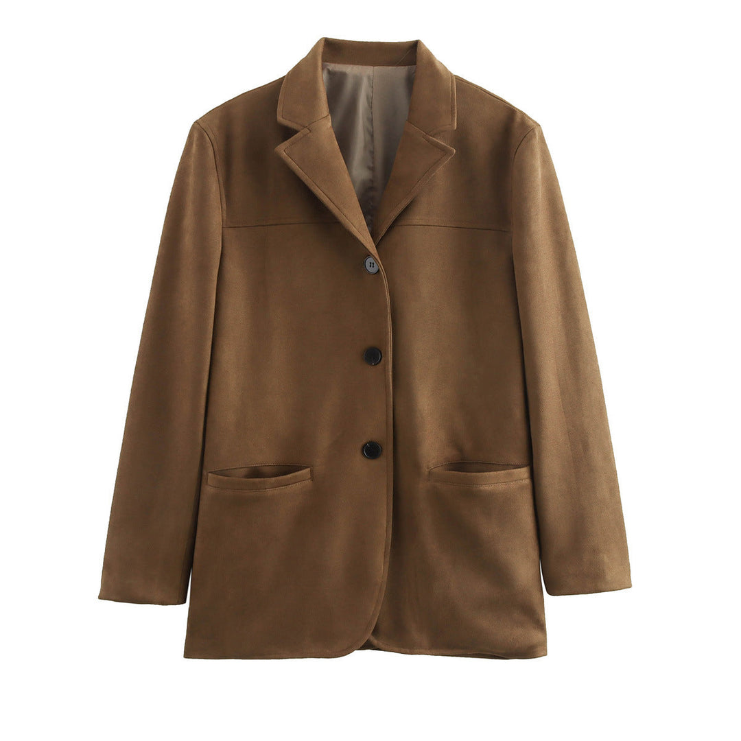 Women's Blazer with Single-Breasted Closure and Solid Design