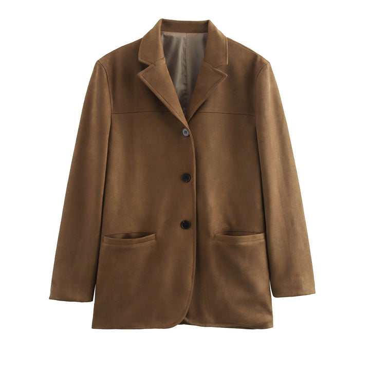 Women's Blazer with Single-Breasted Closure and Solid Design