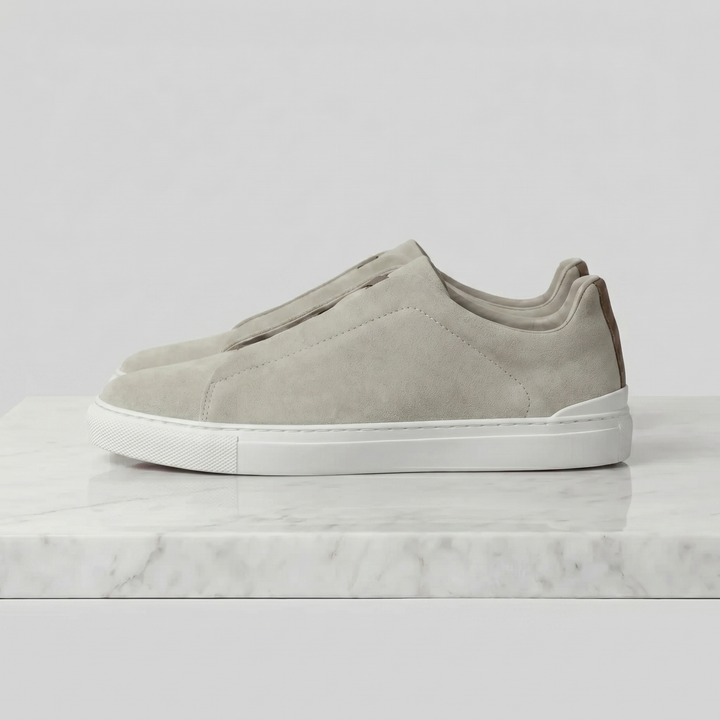 Men's Suede Sneakers with Elastic Laces