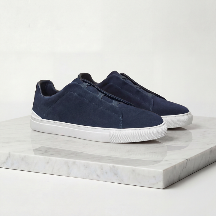 Men's Suede Sneakers with Elastic Laces