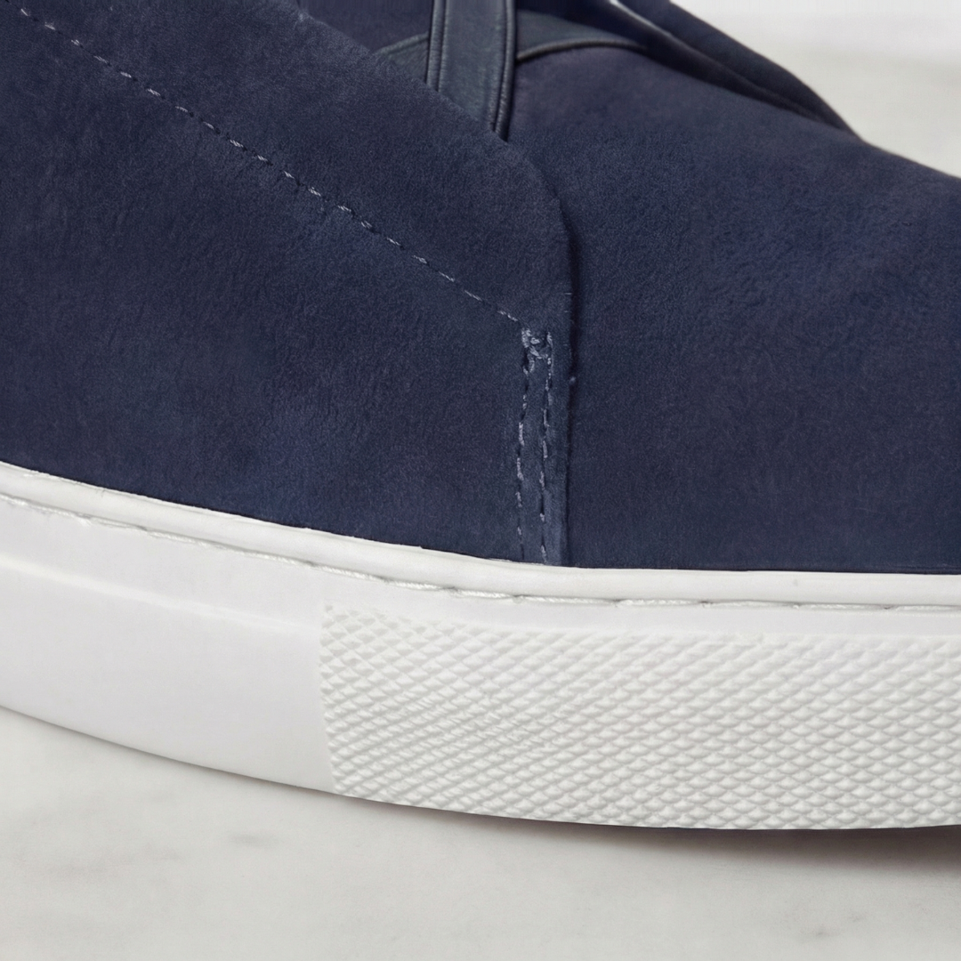 Men's Suede Sneakers with Elastic Laces