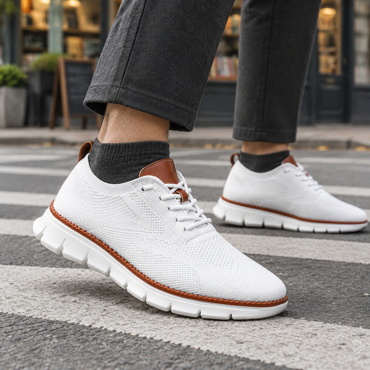 Men's Lace-Up Mesh Sneakers with Thick Sole