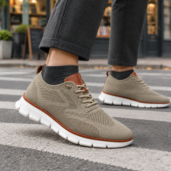 Men's Lace-Up Mesh Sneakers with Thick Sole