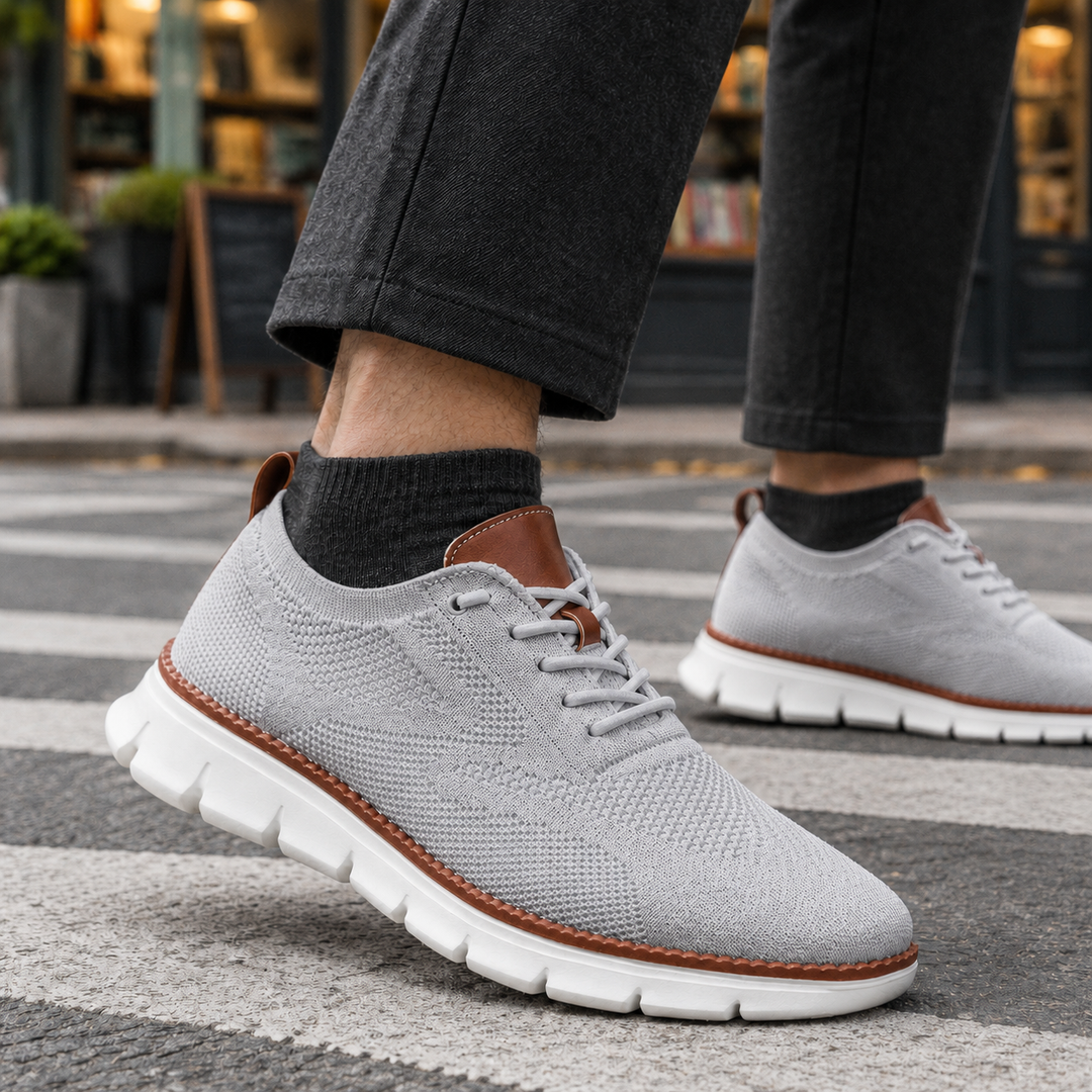 Men's Lace-Up Mesh Sneakers with Thick Sole