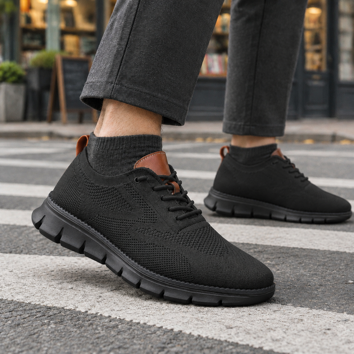 Men's Lace-Up Mesh Sneakers with Thick Sole