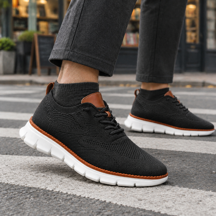 Men's Lace-Up Mesh Sneakers with Thick Sole
