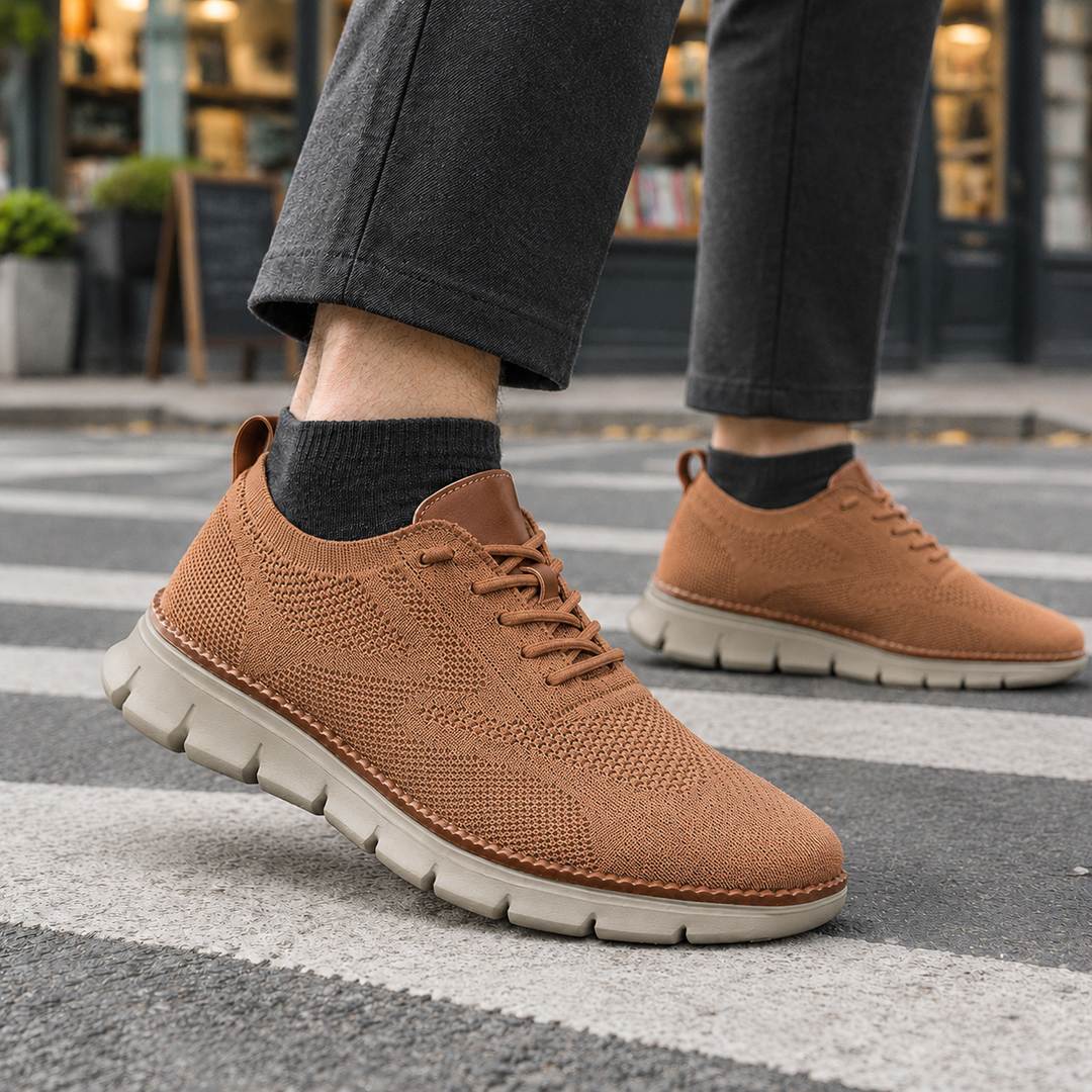Men's Lace-Up Mesh Sneakers with Thick Sole