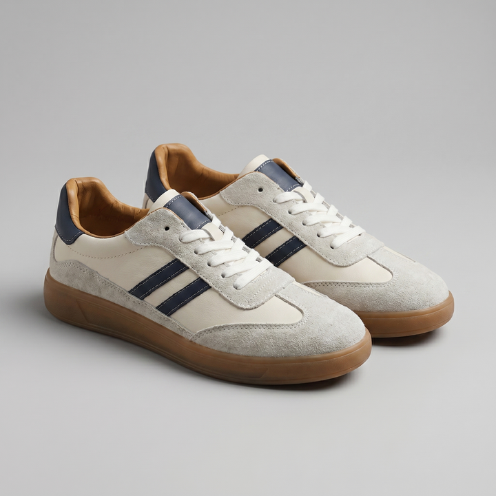 Men's Comfortable Low Lace-Up Leather Sneakers