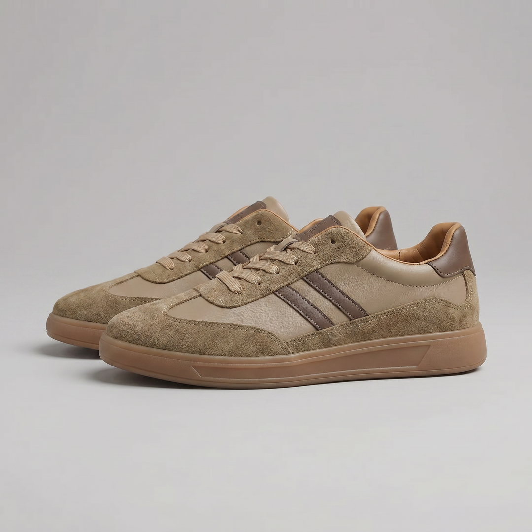 Men's Comfortable Low Lace-Up Leather Sneakers