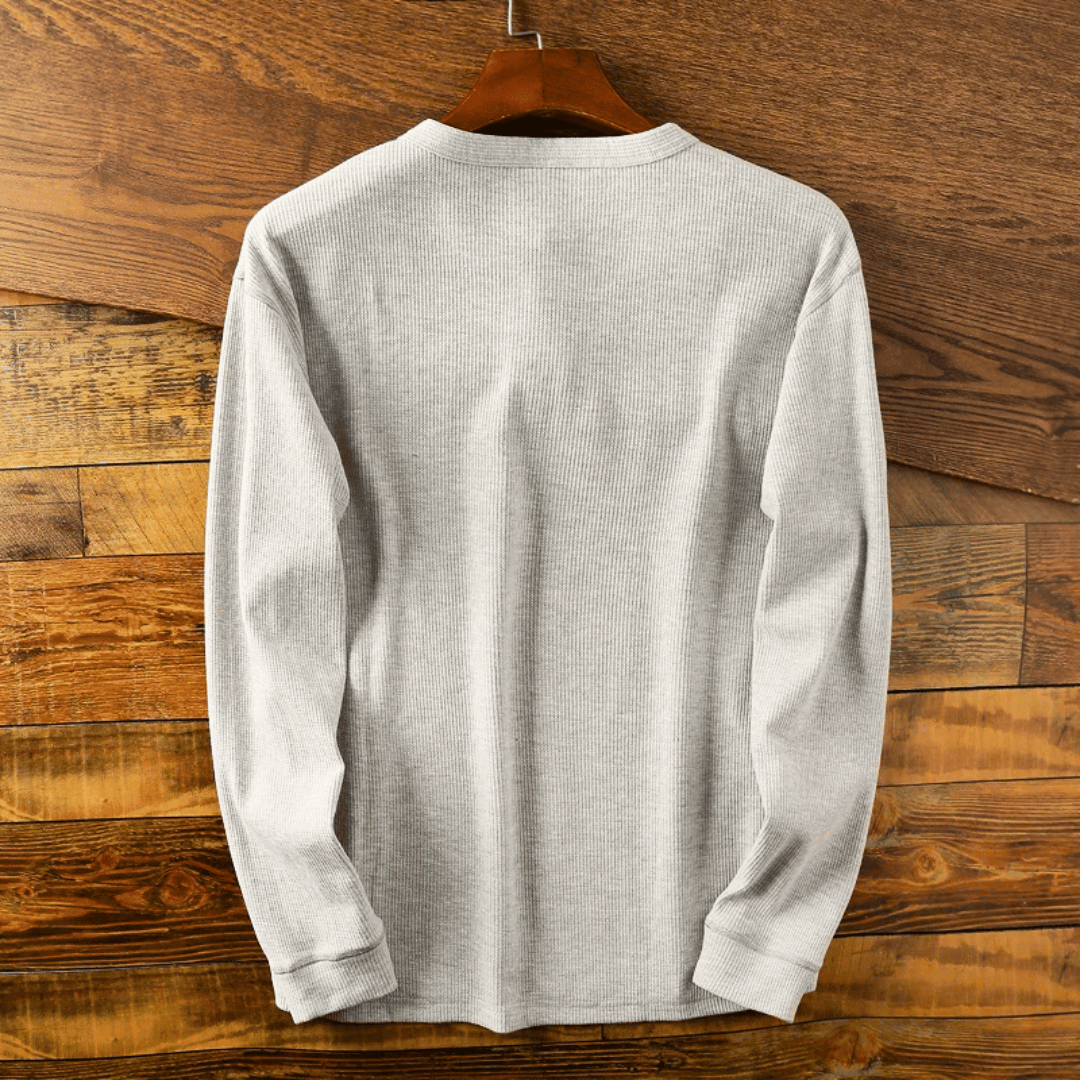 Men's Soft Henley Neck Shirt, view 6 - Elena Harper