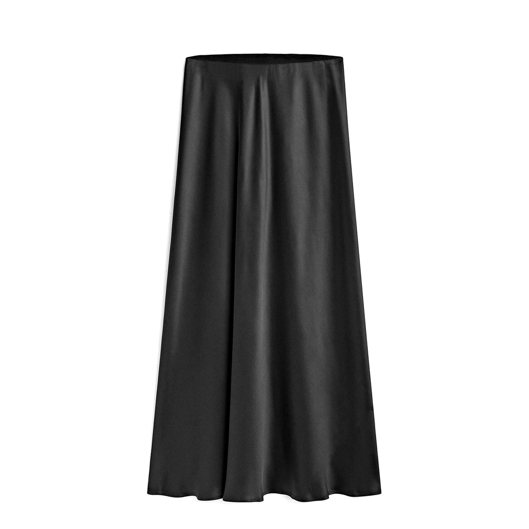 High-Waisted Midi Skirt with Asymmetrical Slit and Elastic