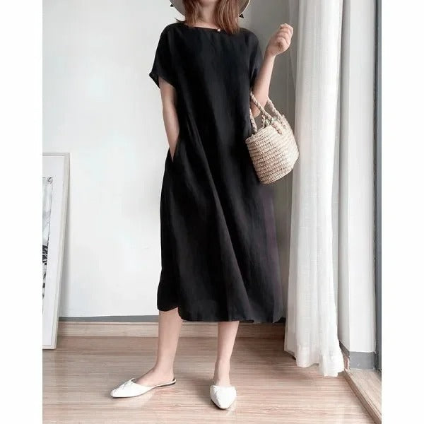 Rosie | Women's Linen Short Sleeve Midi Dress