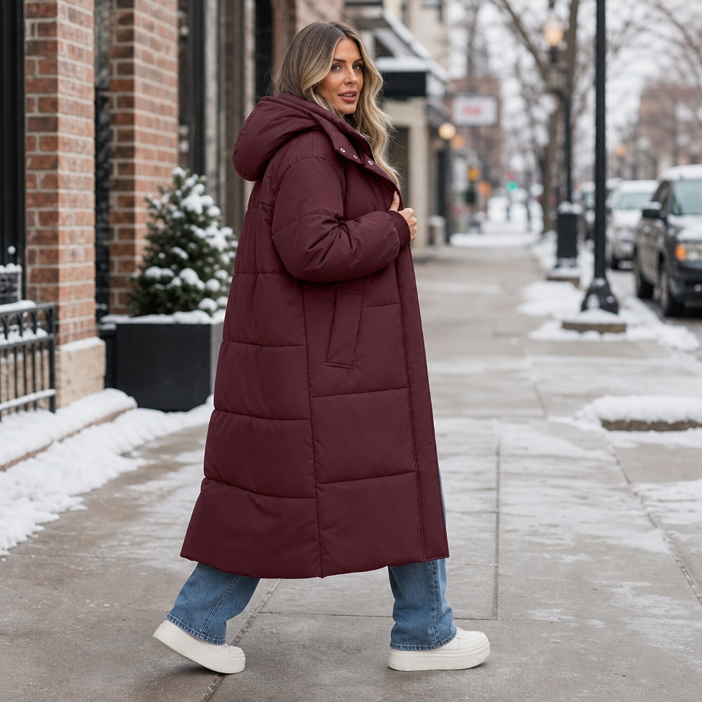 Elise | Long and Elegant Women's Puffer Jacket with Hood