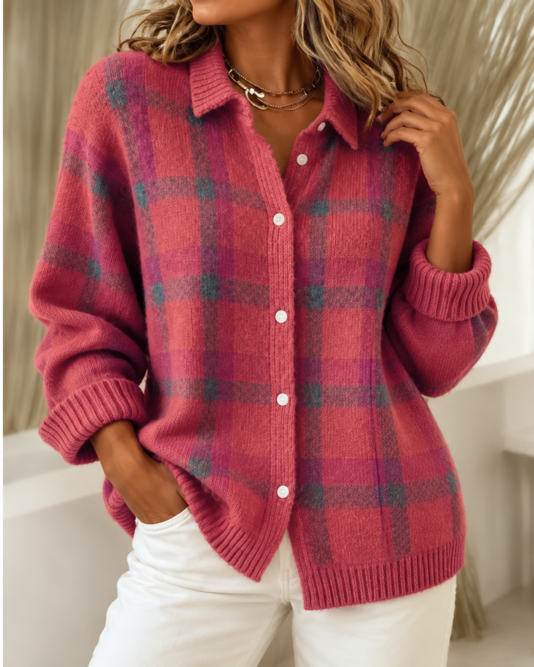 Vallerie™ | Comfortable Checked Knit Vest