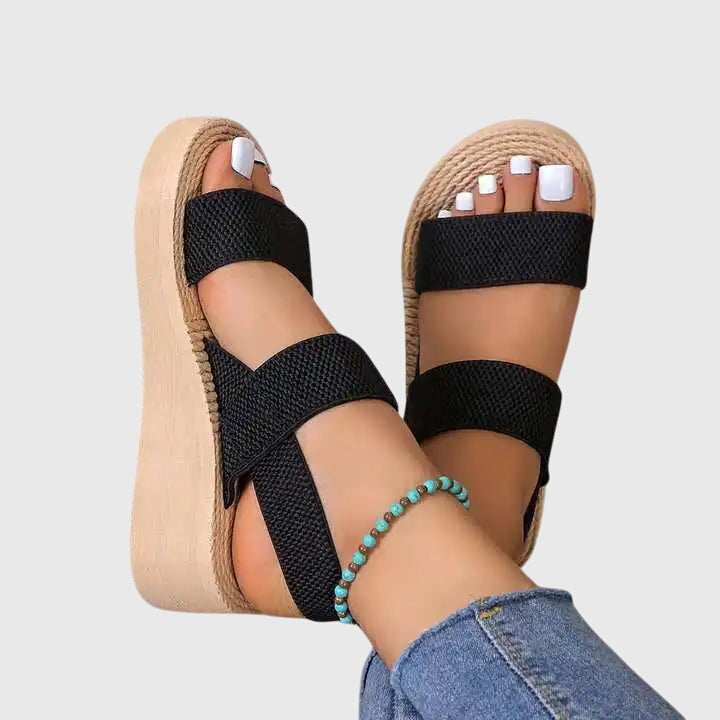 Women's Orthopaedic Platform Sandals with Two Wide Front Straps for Summer