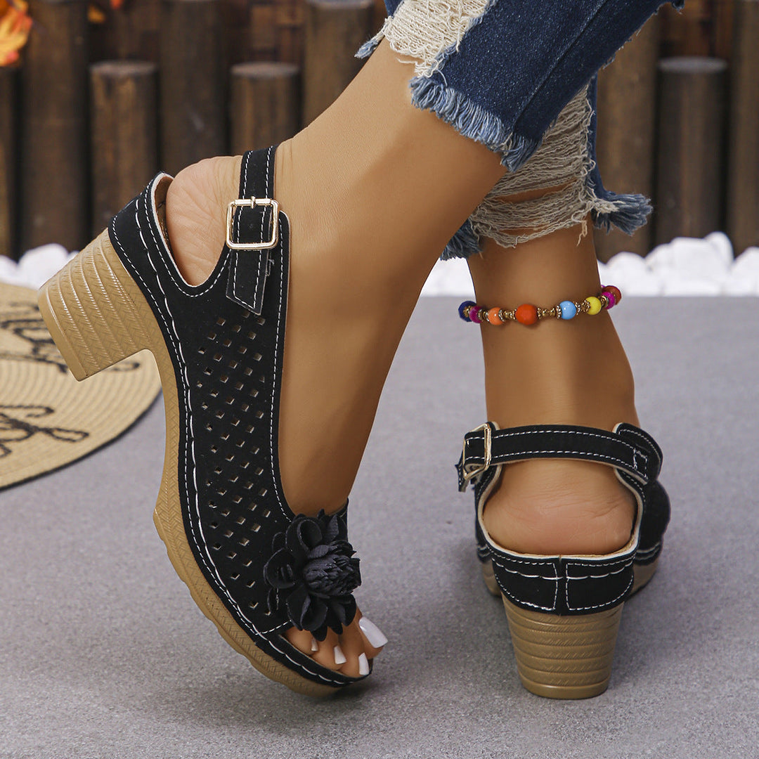 Giona Stylish Floral Wedge Sandals - Elena Harper