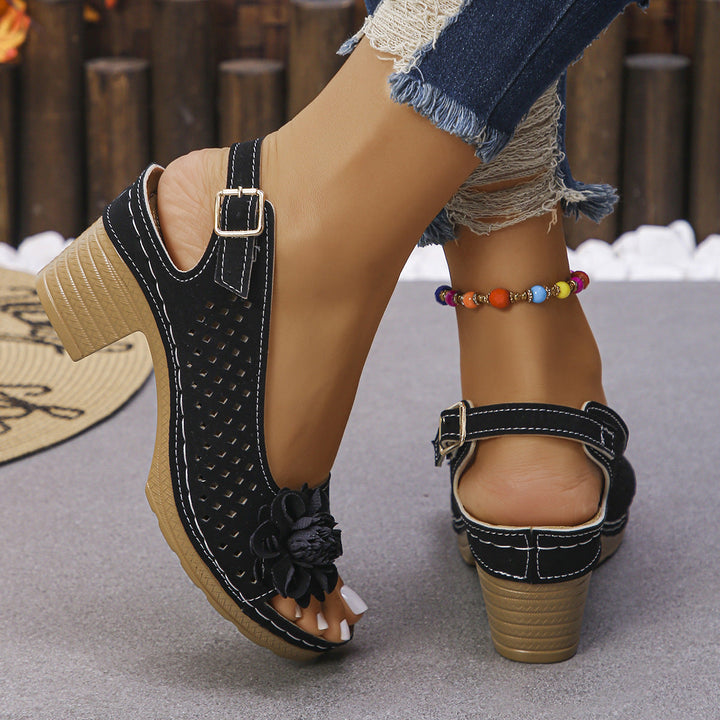 Giona Stylish Floral Wedge Sandals - Elena Harper