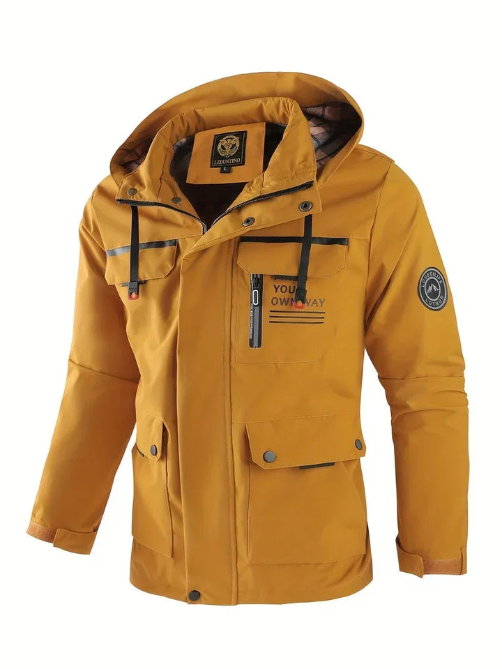 Men's Waterproof Winter Jacket with Hood and Lined Interior