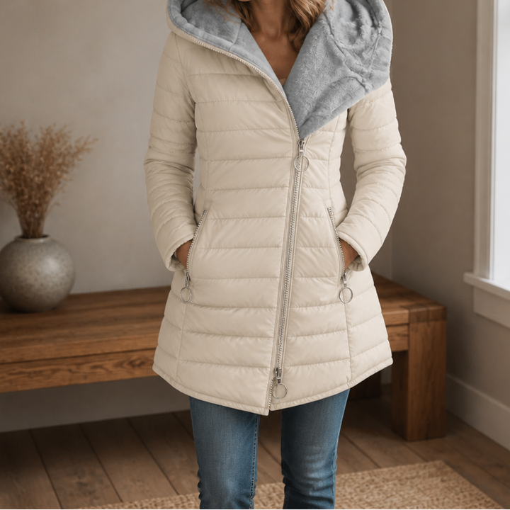 Fiona | Long Puffer Jacket with Hood and Cozy Plush Lining