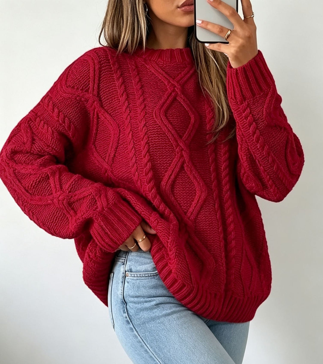 Women's Round Neck Loose Fit Sweater - Soft and Casual