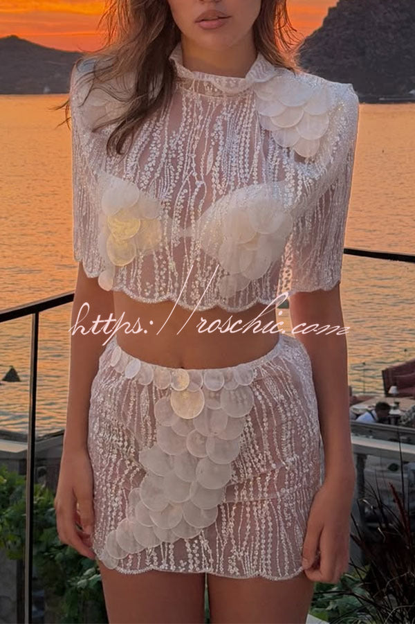 Sun-Kissed Sheer Embellished Two-Piece Set