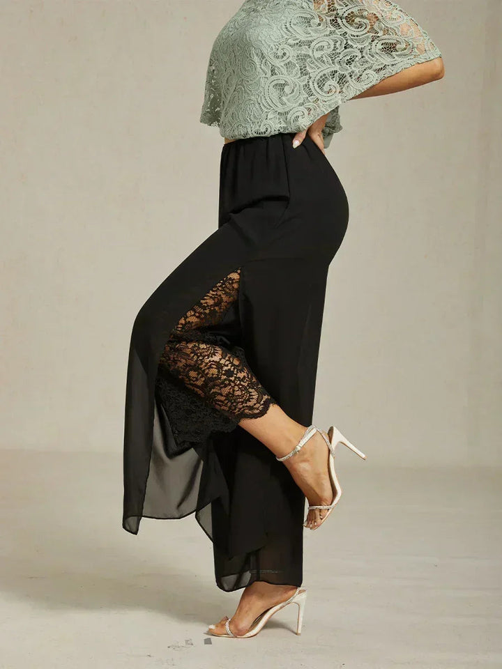 Graciana Chiffon Trousers with Straight Leg and Slit, view 4 - Elena Harper